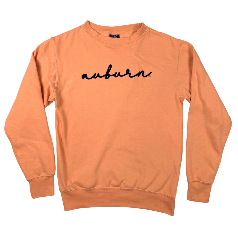 MV Sport Auburn Sweatshirt‎ Womens S Peach Excellent Script Logo Crewneck NCAA